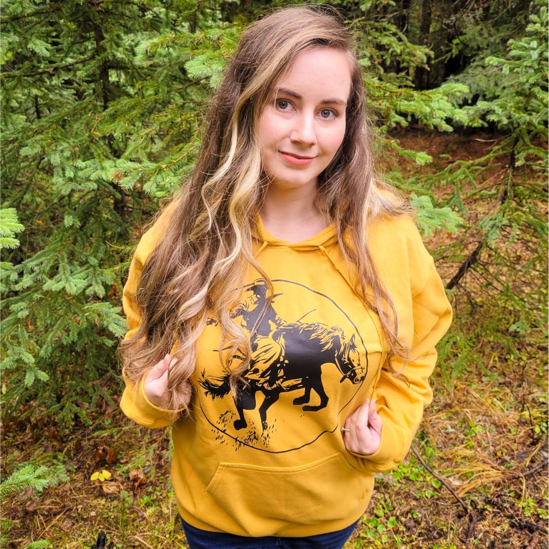 Bucking Bronc Rodeo Yellow Hoodie