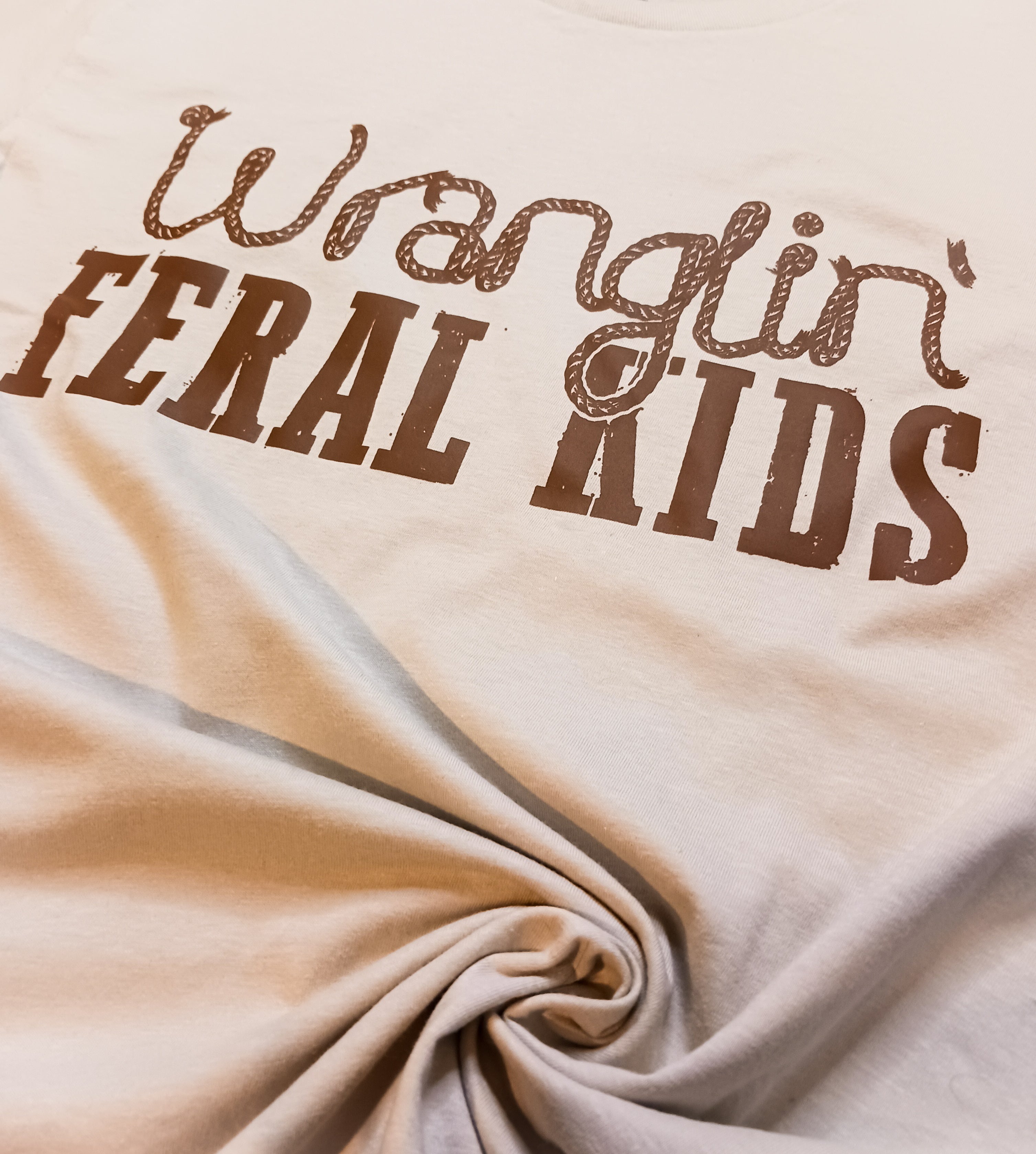 Wranglin’ Feral Kids Country Ranch Mom Tee - Sand