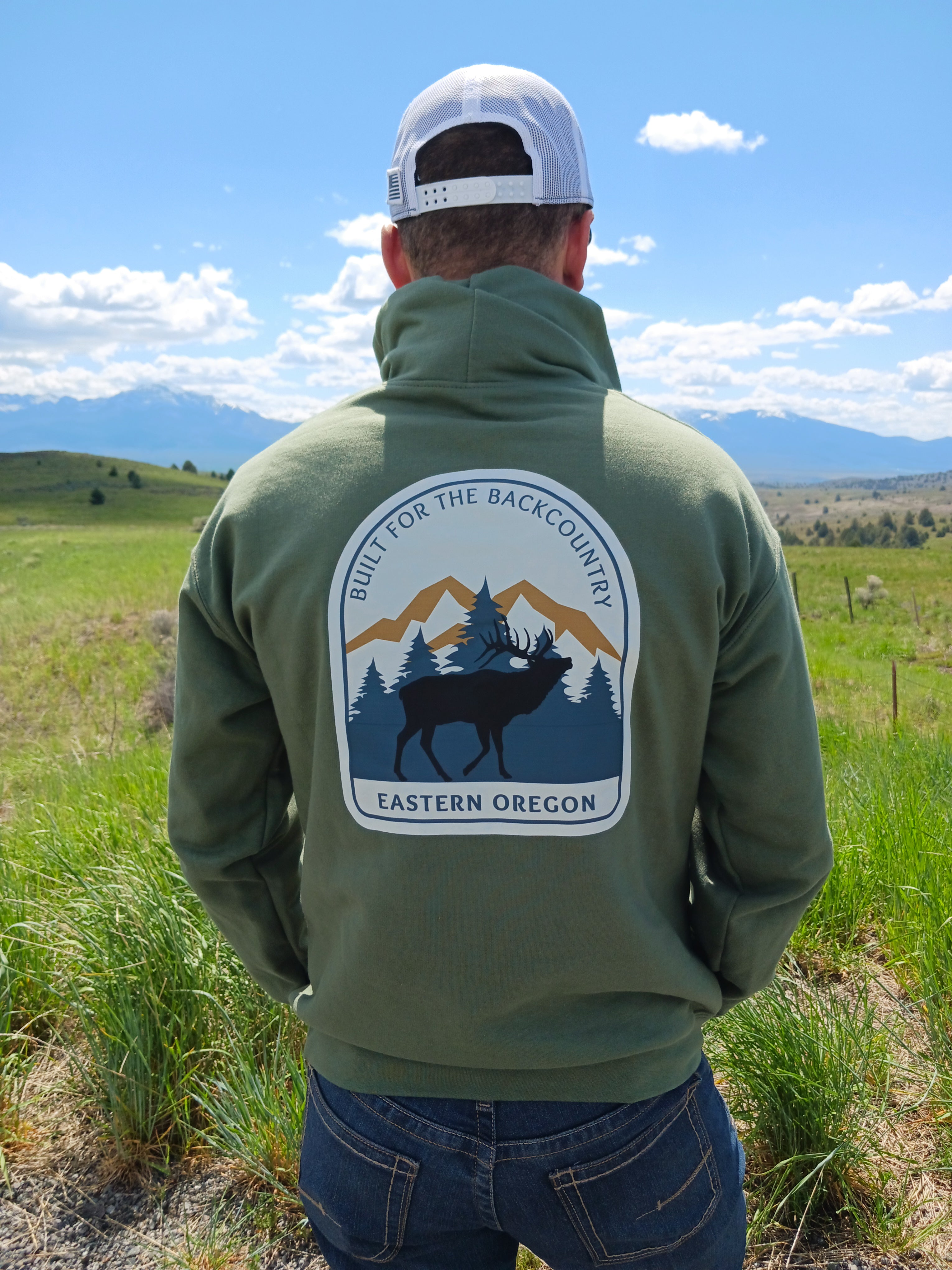 Built For The Backcountry Country Eastern Oregon Unisex Hoodie - Military Green