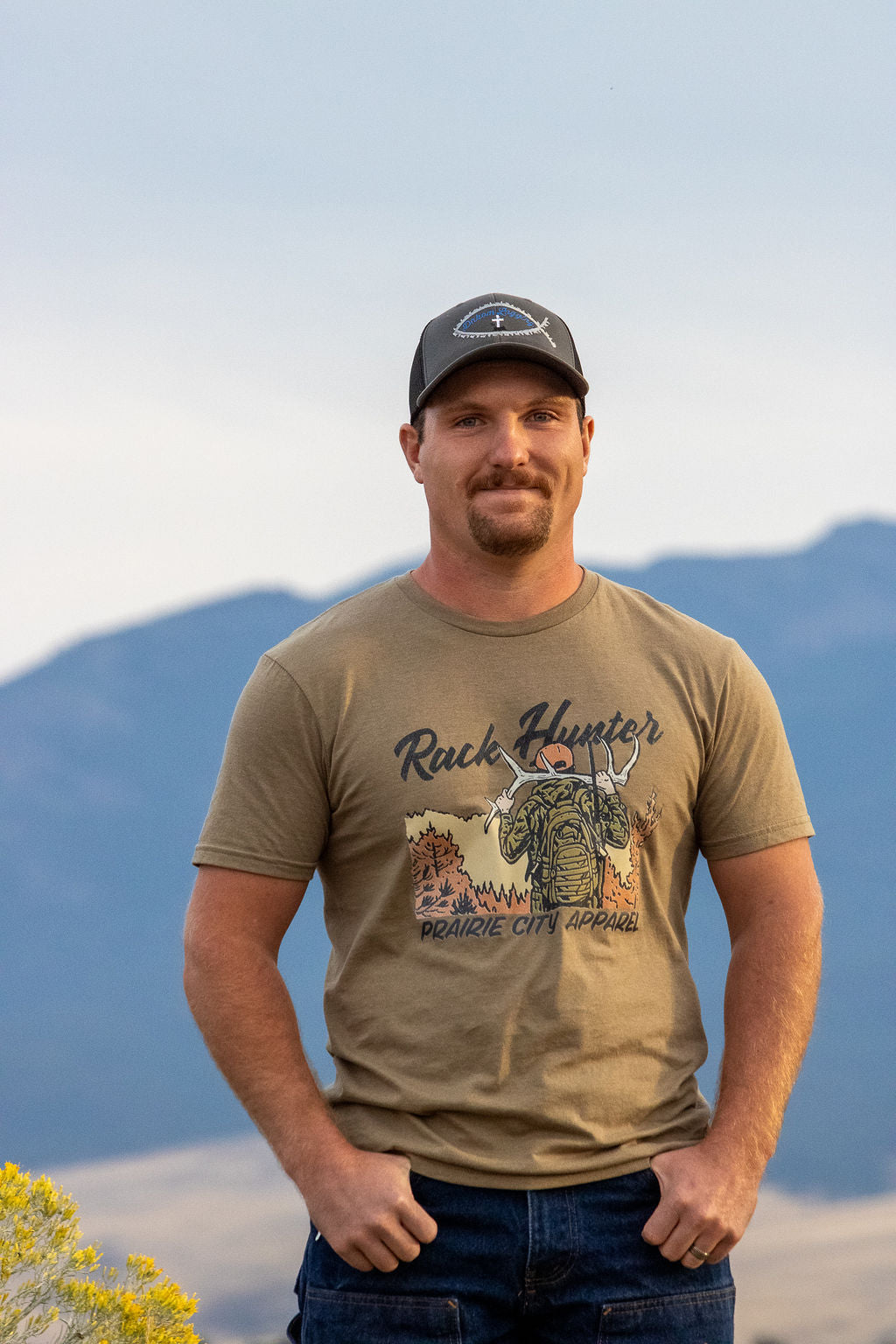 Rack Hunter Shed Antler Hunting T-Shirt - Dune