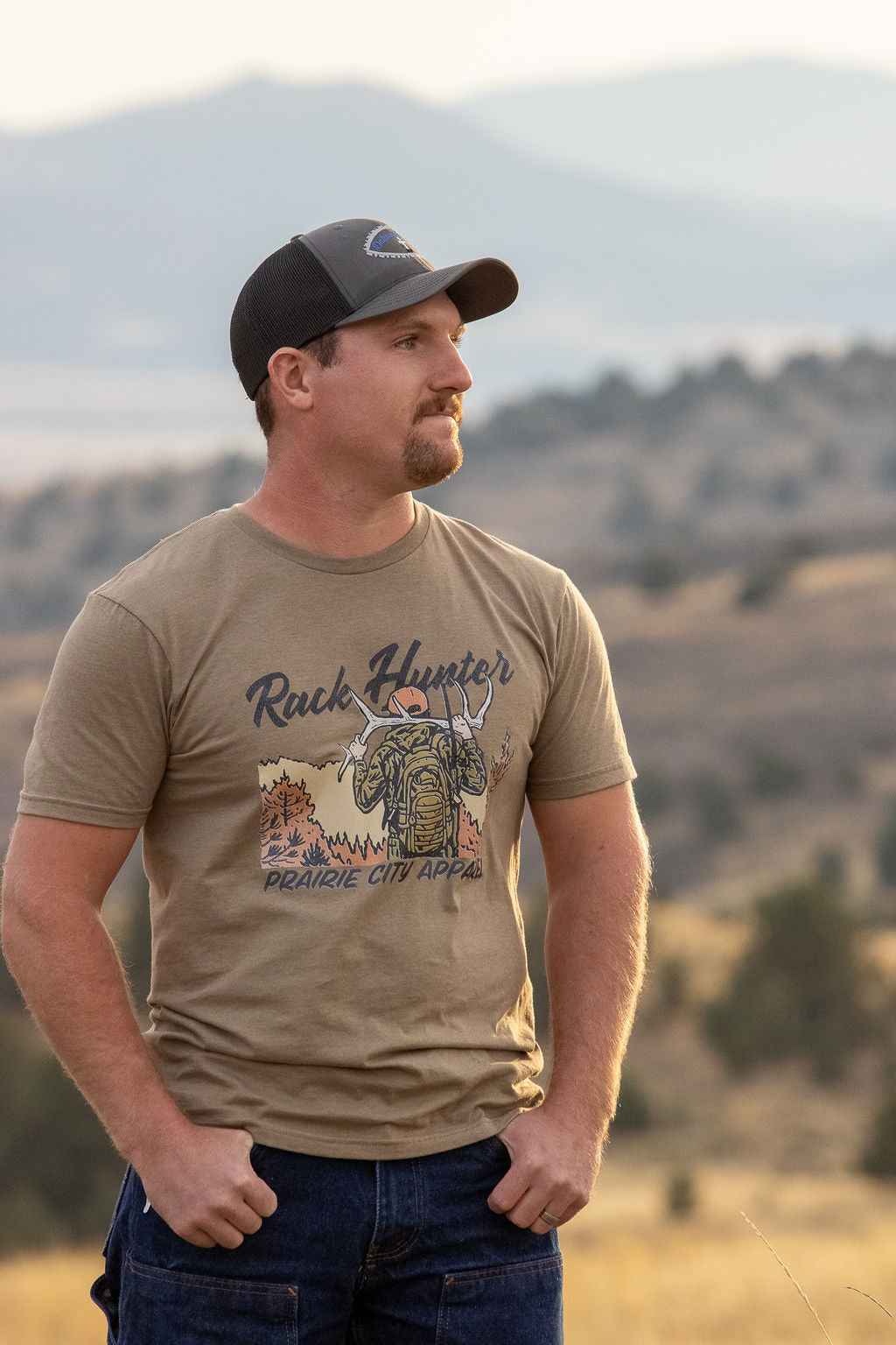 Rack Hunter Shed Antler Hunting T-Shirt - Dune