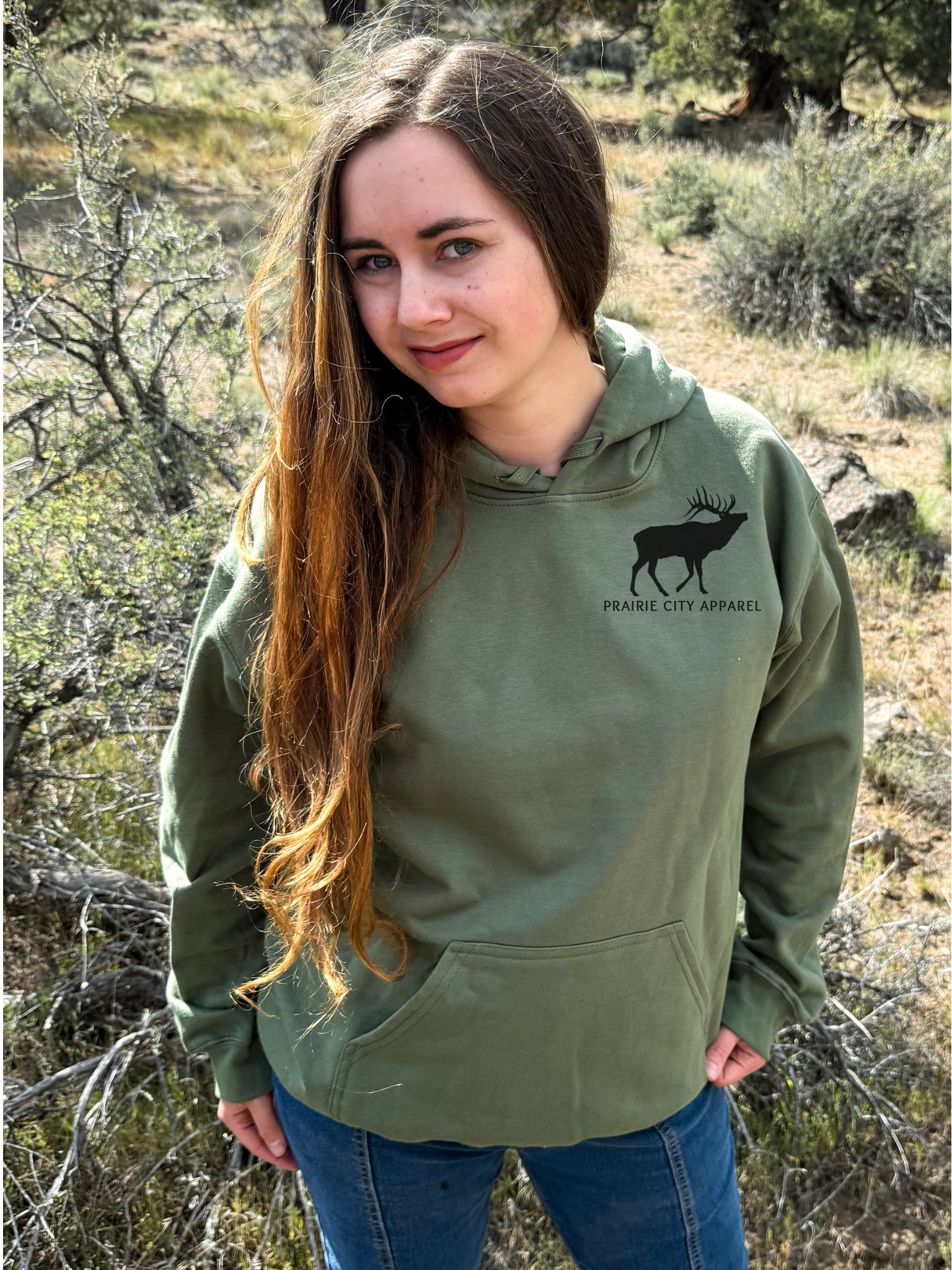 Built For The Backcountry Country Eastern Oregon Unisex Hoodie - Military Green