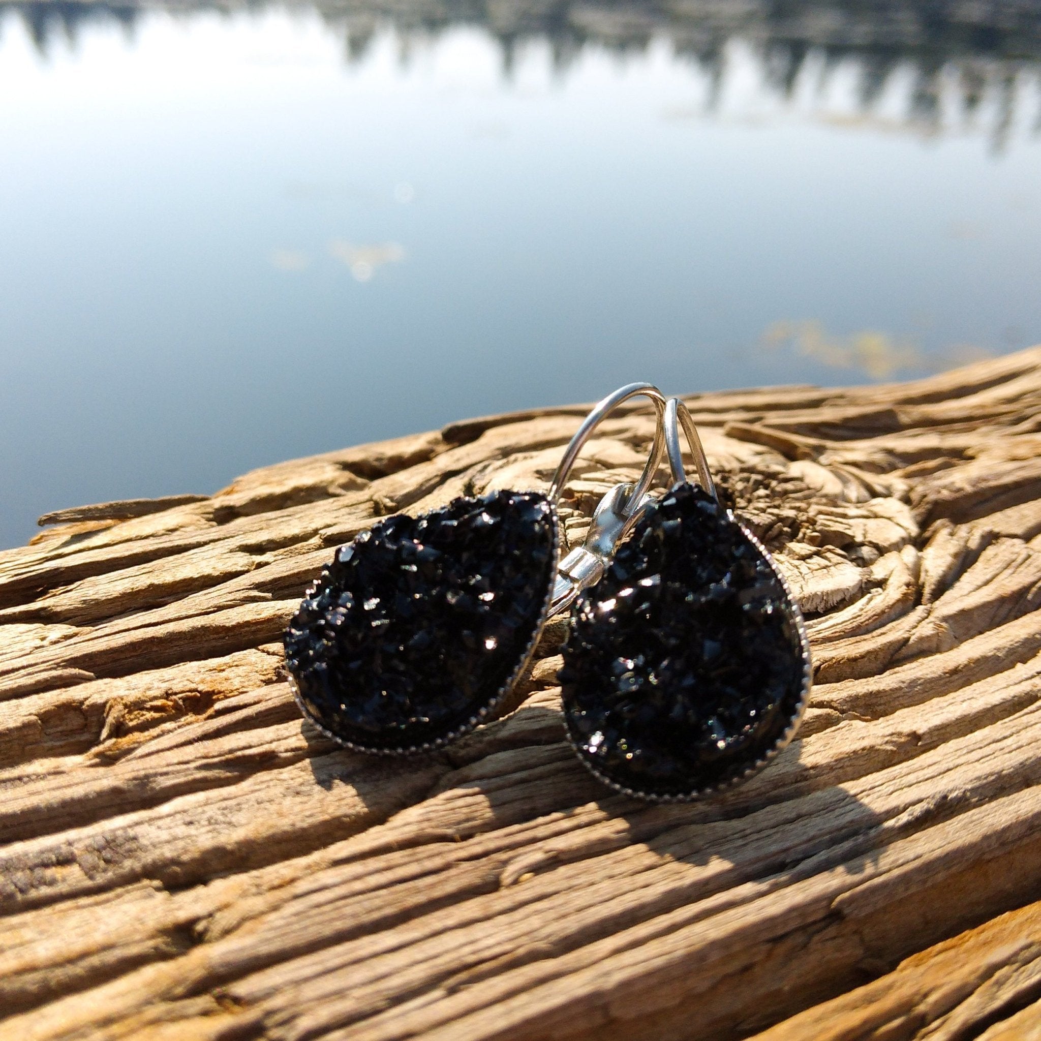 Charcoal Sparkle Dangles 