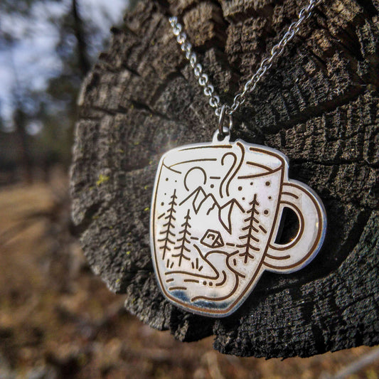 Coffee and Camping Necklace - Old - Fashioned Girls