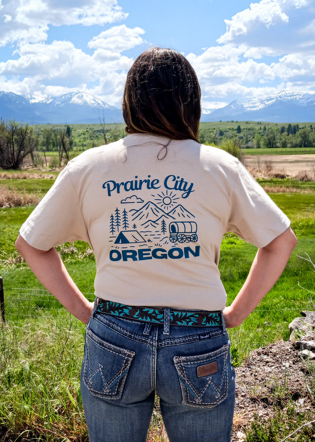 Prairie City Oregon Eastern Oregon Western Unisex Graphic Tee - Sand