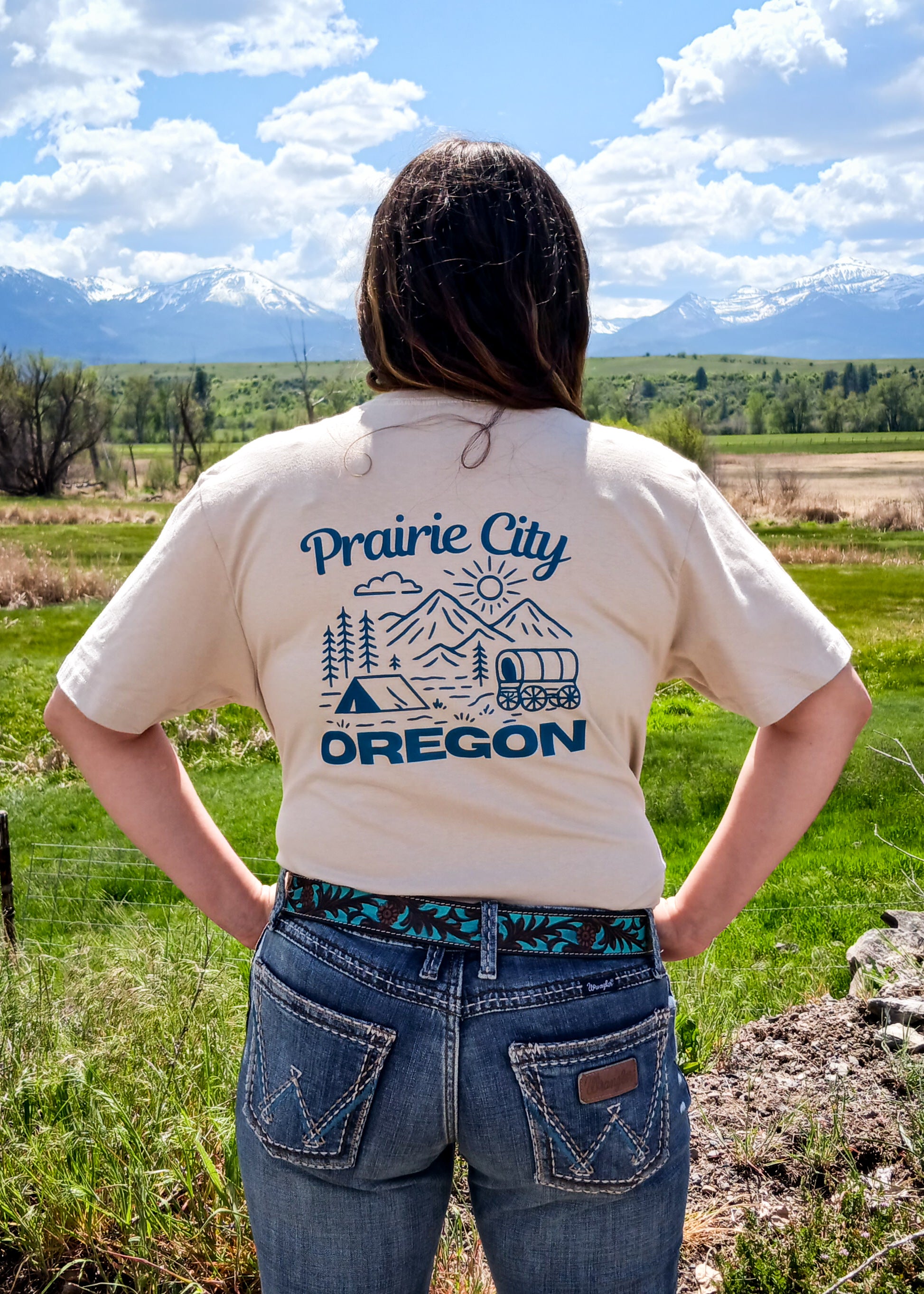 Prairie City Oregon Eastern Oregon Western Unisex Graphic Tee - Sand