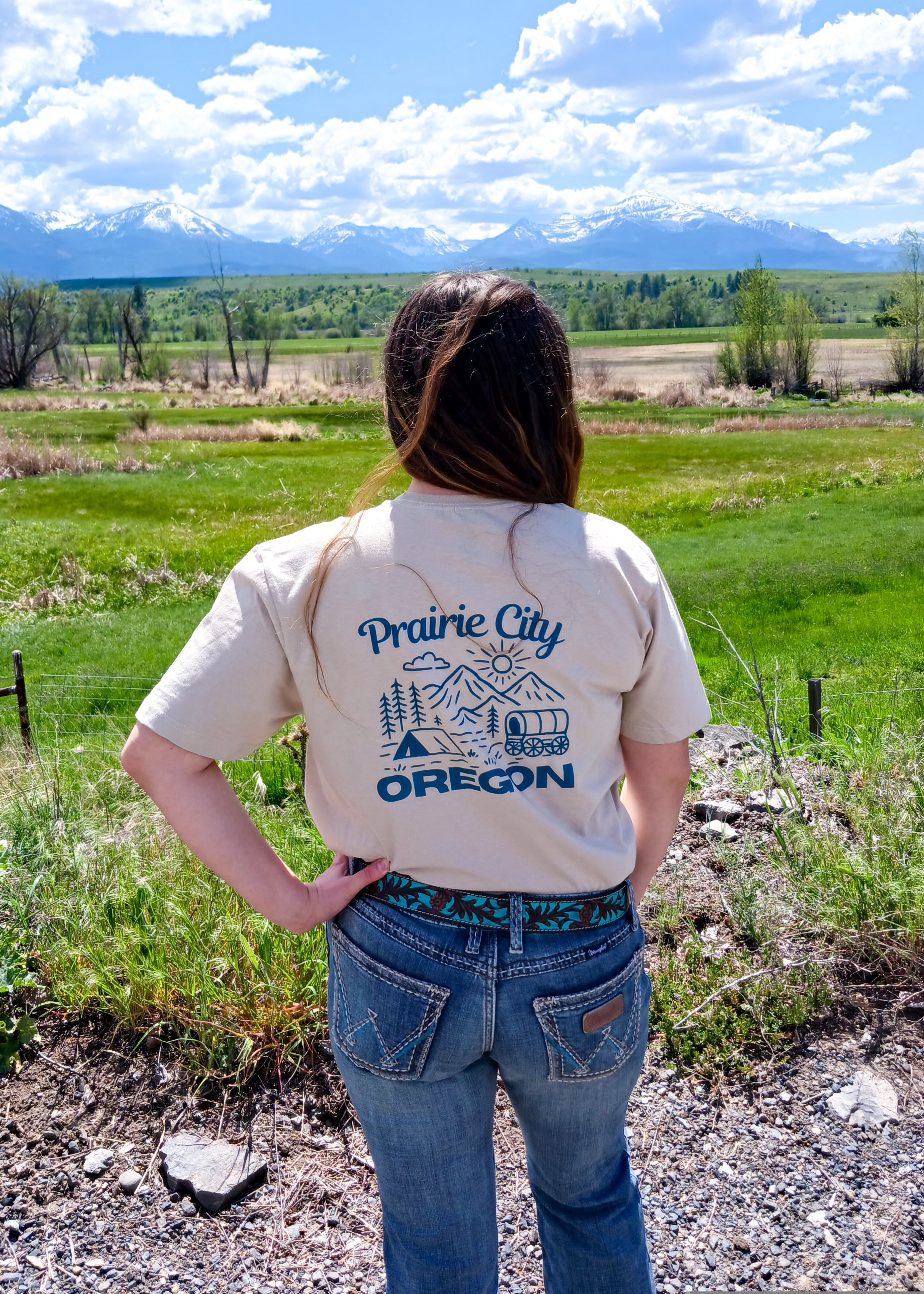 Prairie City Oregon Eastern Oregon Western Unisex Graphic Tee - Sand